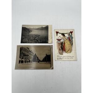 Lot 3 Antique 1900s Lago di Como Italy Postcard Ohio RPPC Christmas Postcard